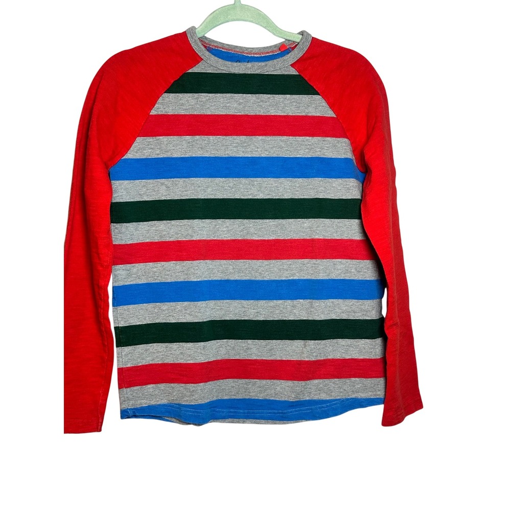 Boden Boys Striped Raglan Long Sleeve Shirt Multicolor Red Blue Grey Size 13-14Y